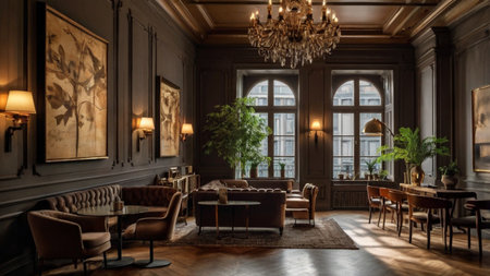 Luxury interior of a classic baroque hotel. 3d renderの写真素材