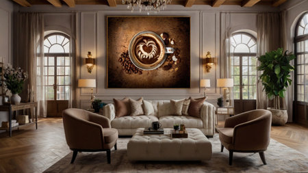 Luxury interior of the living room. 3D render.の写真素材