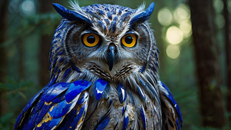 Portrait of an owl in the forest. Wildlife scene from nature.の写真素材