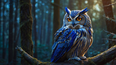 Beautiful owl in the wild forest. Wildlife scene from nature.の写真素材