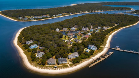 Aerial view of the beach and coastline.の写真素材