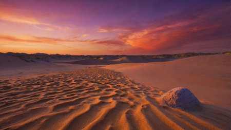 Sunset over sand dunes in Maspalomas Gran Canariaの写真素材