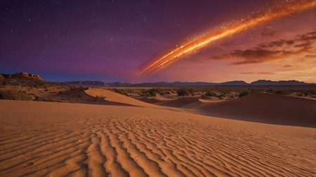 Star trails over the desert in Merzouga, Moroccoの写真素材