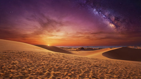 Sunset over sand dunes in Maspalomas Gran Canariaの写真素材