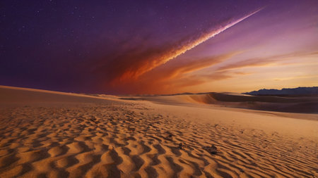 Beautiful starry sky over sand dunes in the desertの写真素材
