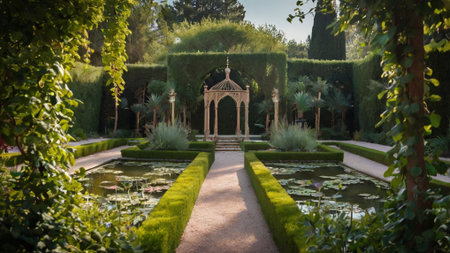 Gardens of the Alcazar de los Reyes Cristianos in Cordoba, Spainの写真素材