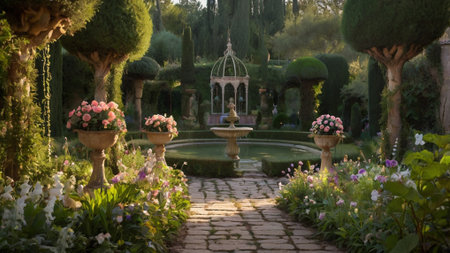 Gardens and flowers in the garden of Villa Taranto, Italyの写真素材
