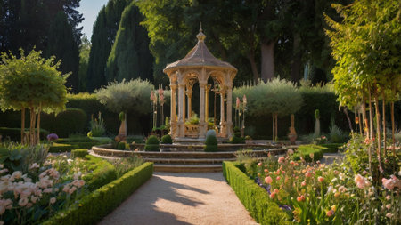 Gardens in the park of the Royal Palace of Versailles, Franceの写真素材