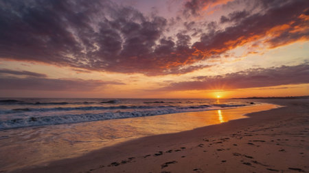 Beautiful sunset on the beach in Costa Rica, Central America.の写真素材