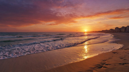 Beautiful sunset over the sea. Sunrise on the beach. Beautiful landscape.の写真素材