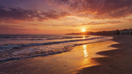 Beautiful sunset on the beach. Sunset on the beach. Beautiful sunset on the beach.の写真素材