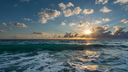 Beautiful sunset over the sea. Seascape. Panoramaの写真素材