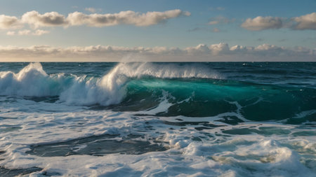 Big wave breaking on the beach, Seychelles, Maheの写真素材