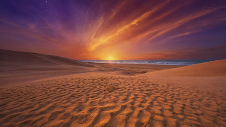 Beautiful sunset over the sand dunes of Maspalomas, Gran Canariaの写真素材