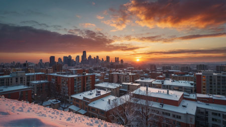 Panoramic view of the city of Kiev at sunset. Ukraineの写真素材
