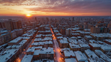 Aerial view of the city at sunset, Moscow, Russia.の写真素材