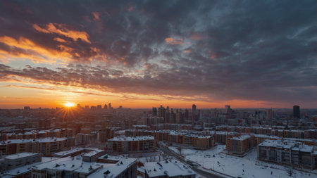 Aerial view of the city at sunset, Moscow, Russia.の写真素材