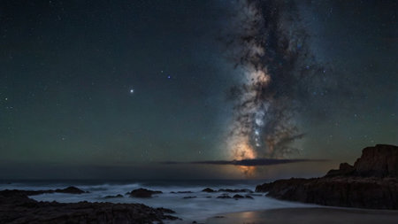 Milky Way over the Atlantic Ocean, Cornwall, England, UK