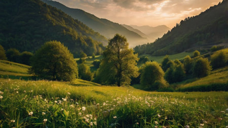 Beautiful summer landscape in the Carpathian Mountains, Ukraine.の写真素材