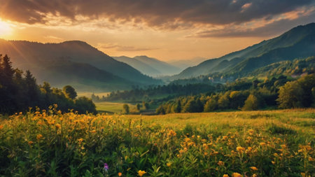 Beautiful summer landscape in the Carpathian mountains. Ukraine, Europe.の写真素材