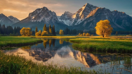 Landscape of Grand Teton National Park, Wyoming, USA.の写真素材