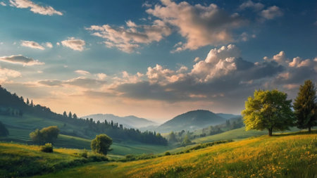 Beautiful summer landscape in the Carpathian Mountains, Ukraine.の写真素材