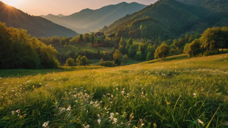 Beautiful summer landscape in the Carpathian Mountains, Ukraine.の写真素材