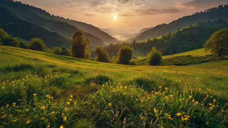 Beautiful summer landscape in the Carpathian Mountains, Ukraine.の写真素材