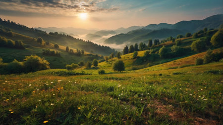 Beautiful summer landscape in the Carpathian mountains. Ukraine, Europe.の写真素材