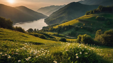 Beautiful summer landscape in the Carpathian Mountains, Ukraine.の写真素材
