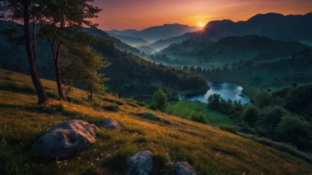 Beautiful summer landscape in the Carpathian Mountains. Ukraine, Europe.の写真素材