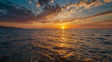 Sunset over the sea. Beautiful seascape. Sunset over the sea.の写真素材