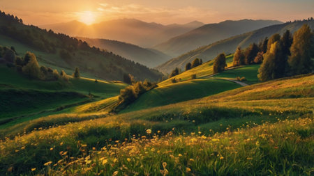 Beautiful summer landscape in the Carpathian Mountains, Ukraine.の写真素材