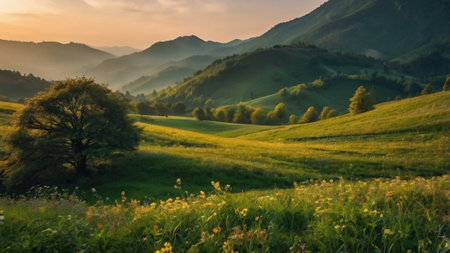 Beautiful summer landscape in the Carpathian Mountains, Ukraine.の写真素材