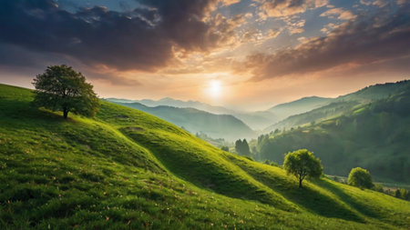Beautiful summer landscape in the Carpathian mountains. Ukraine, Europe.の写真素材