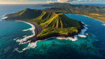 Aerial view of the island of Kauai, Hawaii, USAの写真素材
