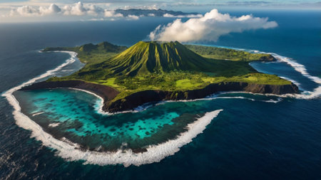 Aerial view of volcano in Bali island, Indonesiaの写真素材