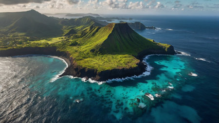 Aerial view of the island of Kauai, Hawaii, USAの写真素材