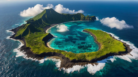 Aerial view of the island of Kauai, Hawaii, USAの写真素材