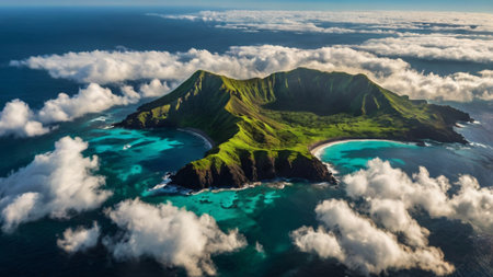 Aerial view of the island of Maui, Hawaii, USAの写真素材
