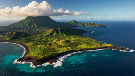 Aerial view of volcano in Bali island, Indonesiaの写真素材