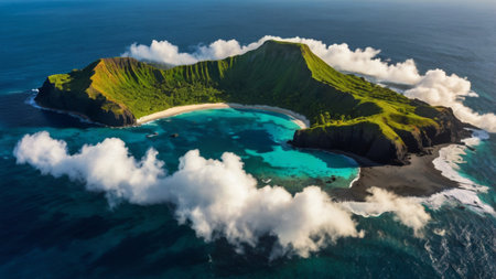 Aerial view of the island of Maui, Hawaii, USAの写真素材