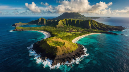 Aerial view of the island of Kauai, Hawaii, USAの写真素材