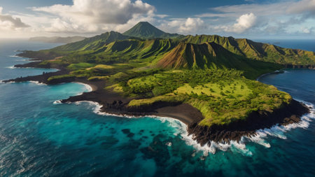 Aerial view of volcano Batur, Indonesiaの写真素材