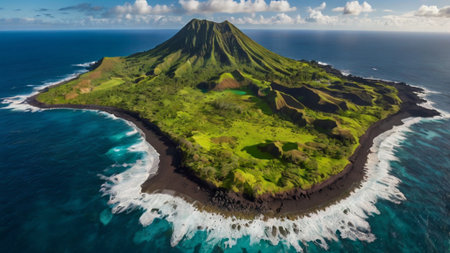 Aerial view of volcano Agung in Bali island, Indonesiaの写真素材