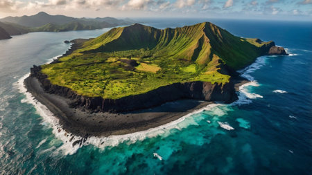 Aerial view of the volcanic island of Maui, Hawaii.の写真素材