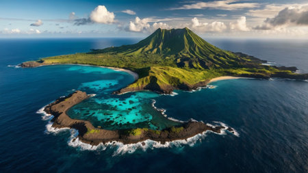 Aerial view of volcano Agung in Bali island, Indonesiaの写真素材