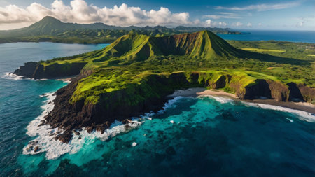 Aerial view of the island of Kauai, Hawaii, USAの写真素材