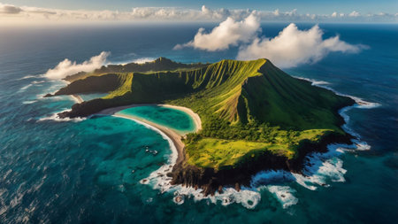 Aerial view of the island of Kauai, Hawaii, USAの写真素材