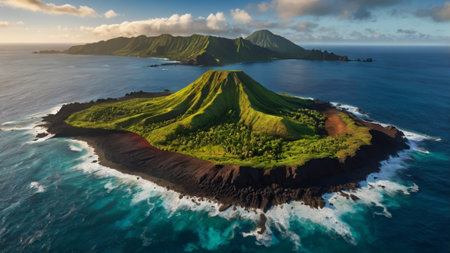 Aerial view of Maui island, Hawaii, United States.の写真素材